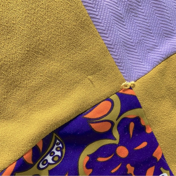 Vintage 70s Handmade Purple Green Yellow Patchwork Quilt - Picture 10 of 16